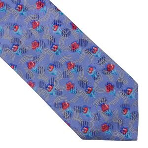 Recent Luxury Ermenegildo Zegna Mens Blue Rose Neck‎ Tie 100% Silk